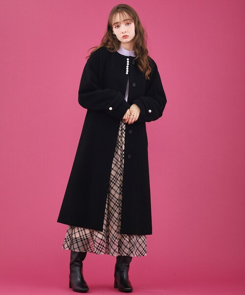 「couture brooch」 ノーカラーコート 40 ライトパープル レディース_画像7