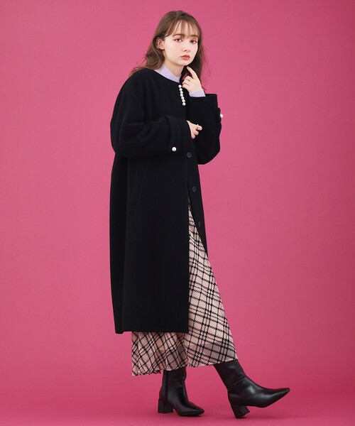 「couture brooch」 ノーカラーコート 40 ライトパープル レディース_画像8