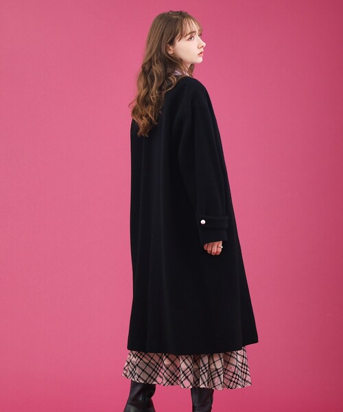 「couture brooch」 ノーカラーコート 40 ライトパープル レディース_画像9