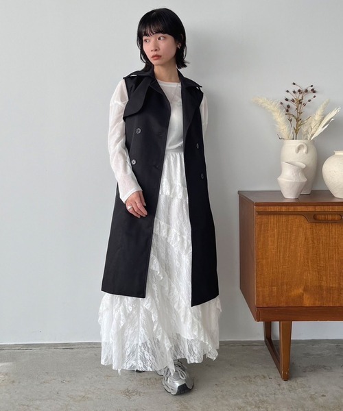 スカート0203 Jewelobe（ジュエローブ） ロング スカート ナナメフリルレースロング