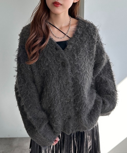 「apres jour mignon」 ニットカーディガン X-LARGE ブルー レディース_画像2