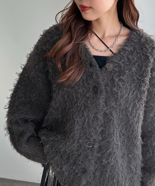 「apres jour mignon」 ニットカーディガン X-LARGE ブルー レディース_画像3