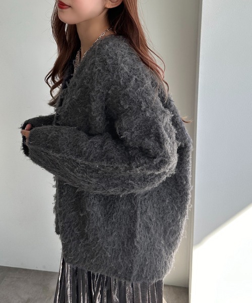 「apres jour mignon」 ニットカーディガン X-LARGE ブルー レディース_画像4