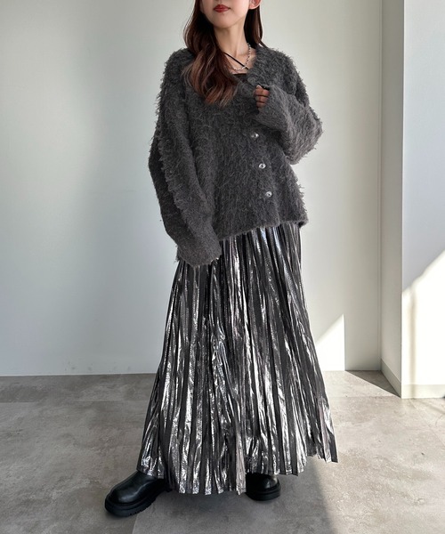 「apres jour mignon」 ニットカーディガン X-LARGE ブルー レディース_画像6
