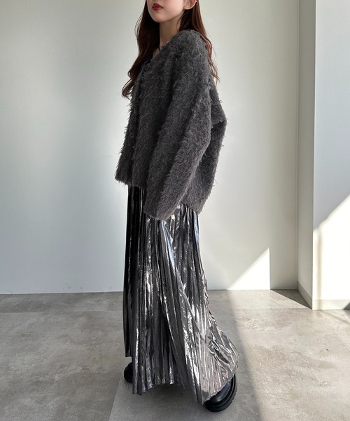 「apres jour mignon」 ニットカーディガン X-LARGE ブルー レディース_画像7