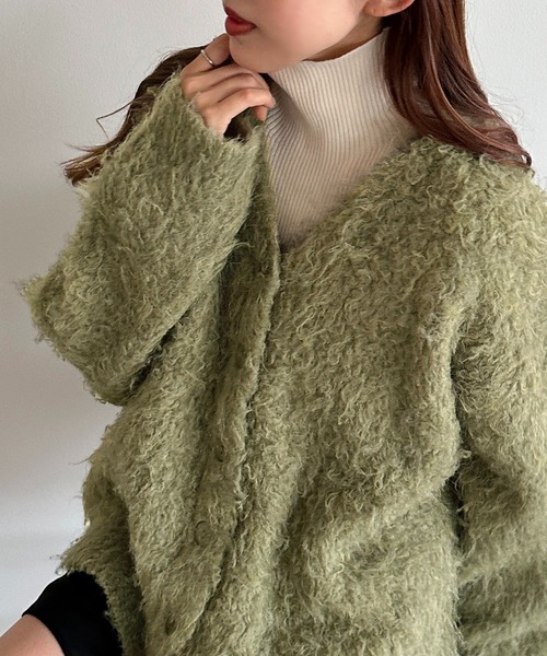 「apres jour mignon」 ニットカーディガン X-LARGE ブルー レディース_画像9