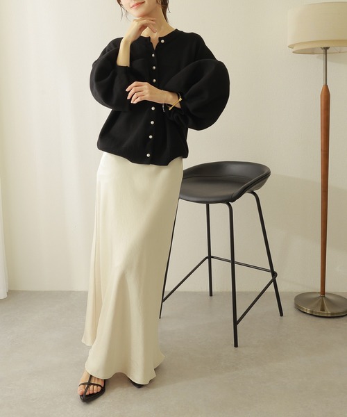 カーディガン pearl button knit cardigan /パールボタン ボリューム