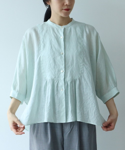 【美品】yuni ユニ リネン100% ブラウス チュニック オーバーサイズ yuni ブラウス シャツ 60/1リネンワイドシャツブラウス