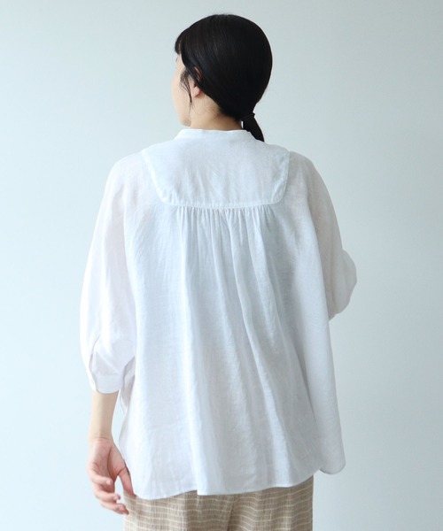 【美品】yuni ユニ リネン100% ブラウス チュニック オーバーサイズ シャツ レディース トップス 刺繍 チュニック ブラウス オーバー
