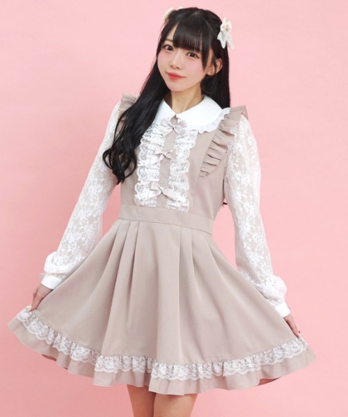 Secret Honey ワンピース ダブルレースフリルリボン付ワンピース