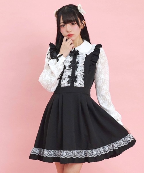 Secret Honey ワンピース ダブルレースフリルリボン付ワンピース