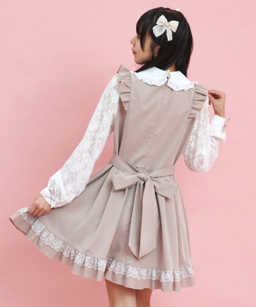 ♡secret honey レースアップギンガムワンピース ピンク♡ Secret Honey（シークレットハニー）の「レースアップギンガム