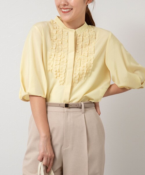 ノーリーズ Nolley's ソフィー 25SS フリルブラウス 長袖 38 白 ホワイト /AT ■OS レディース Amazon | [ノーリーズ ソフィー] シアーフリルブラウス 5-0030-1