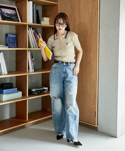 韓国 お洒落 サマーニット ポロ襟 カーディガン 透け感セクシー 700-at153230.jpg