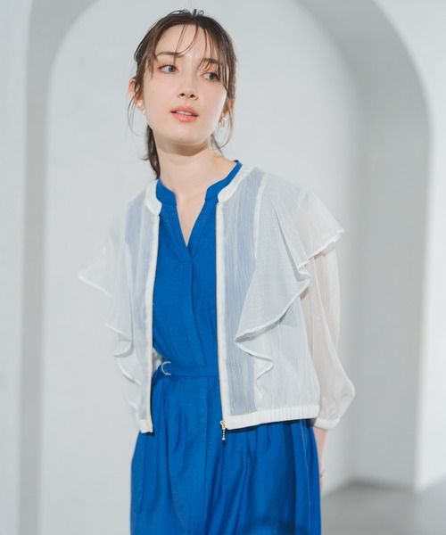 新品タグ付　ミッシュマッシュ　2025春夏新作 フリルシアーラメブルゾン　黒 ミッシュマッシュ MISCH MASCH 2025春夏新作 フリルシアーラメ