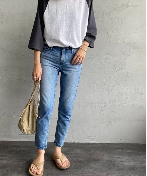 upperhights 「upperhights」 ダメージ加工デニムパンツ 24 ブルー  