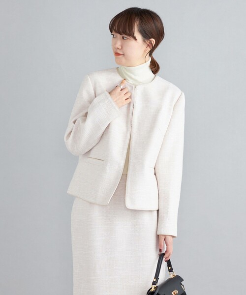 SHIPS（シップス） ノーカラージャケット 36 ネイビー レディース