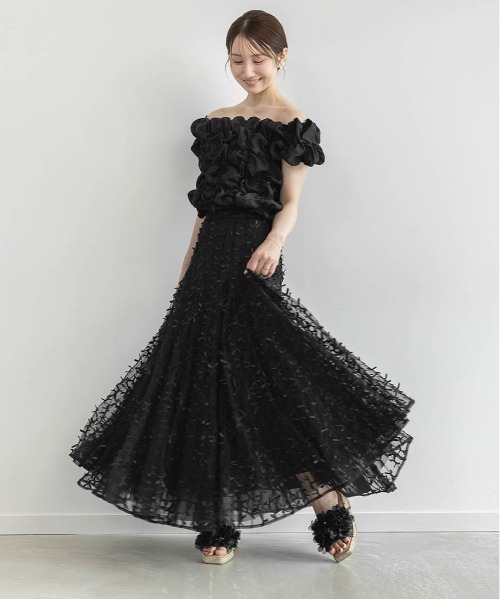 みにぃ♡RANDA♡フラワー♡サンダル♡BLACK♡Mサイズ ランダ RANDA ☆ フラワー刺繍レースミュールサンダル （BLACK