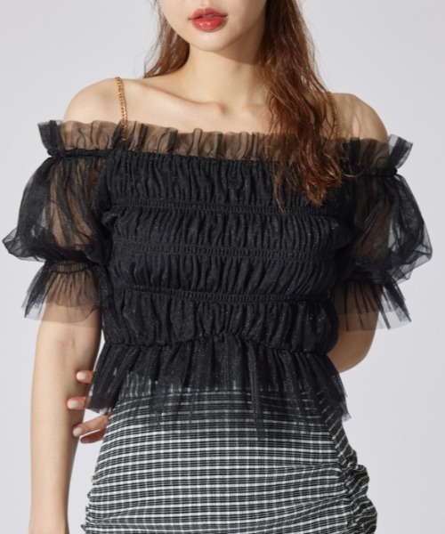 rienda☆シアーデコルテブラウスTOP rienda - rienda シアーデコルテブラウスTOPの通販 by KRANG shop