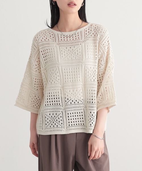 for/c ニット セーター クロシェニットプルオーバー