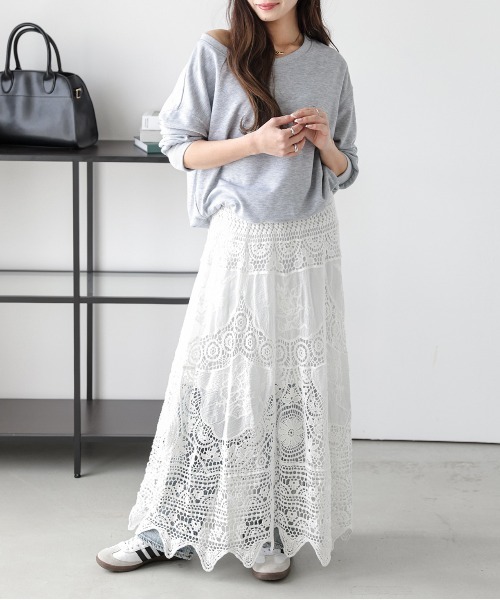 ロング スカート 夏 クロシェ編みフレアスカート : ZOZOTOWN Yahoo!店
