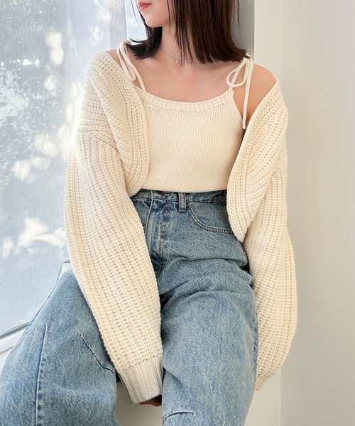 「Heather」 ニットアンサンブル FREE アイボリー レディース_画像3