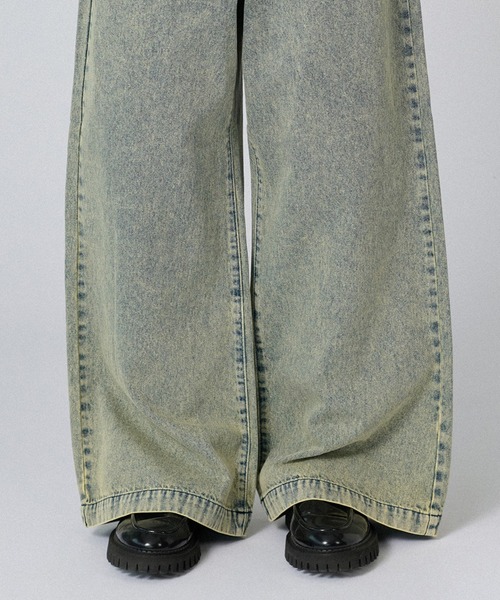 パンツ LD Semiflare denim D.HYGEN - Bum Flap Damaged Denim Drop Crotch Slim Pants