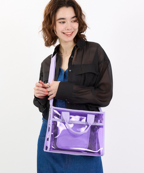 すぐ届く【LeSportsac】ショルダーバック CLEAR MEDIUM TH TOTE CLEAR MEDIUM TH TOTEクリアスカイブルー（ハンドバッグ