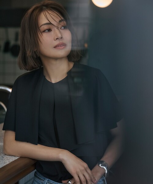 tシャツ 「Saori Oyamada × SLOANE × ANAYI」ドライポンチラッフルケープ プルオーバー レディース ANAYI tシャツ 「Saori Oyamada × SLOANE ANAYI」ドライポンチ