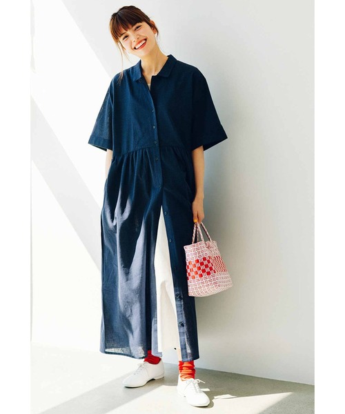リブ イン コンフォート 麻混上品ワンピース　Sサイズ リブ イン コンフォート 人気スタイリスト 石上 美津江さんと
