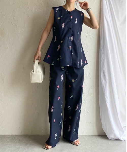 She's Closet セットアップ 花柄フラワープリントジレベスト