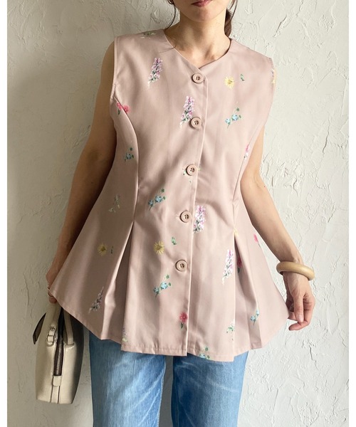 She's Closet セットアップ 花柄フラワープリントジレベスト