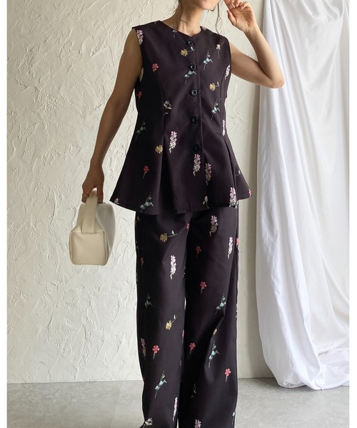 She's Closet セットアップ 花柄フラワープリントジレベスト