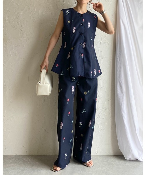 She's Closet セットアップ 花柄フラワープリントジレベスト