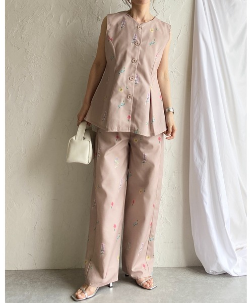【再入荷】立体フラワー 綺麗め セットアップ パーティー XS-Lサイズあり【SETTAN/セッタン】フラワーレース/ フリル