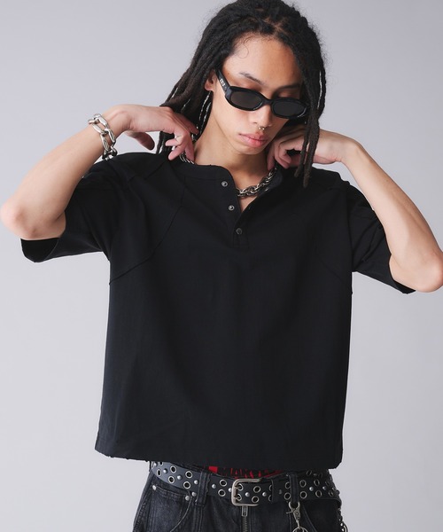 ANDER HUNK tシャツ Metal Henry neck T-shirt /メタルヘンリーネックT