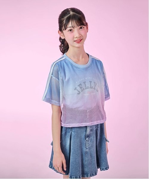 メゾピアノ グラデーションメッシュレイヤード半袖Tシャツセット　140 mezzo piano tシャツ グラデーションメッシュレイヤード半袖T