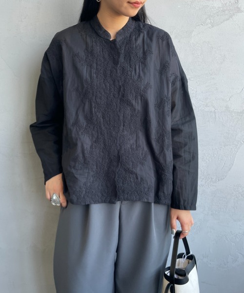mizuiro ind ミズイロインド　レース　刺繍　ブラウス　羽織　シャツ　白 mizuiroind ブラウス シャツ 「mizuiro ind/ミズイロインド