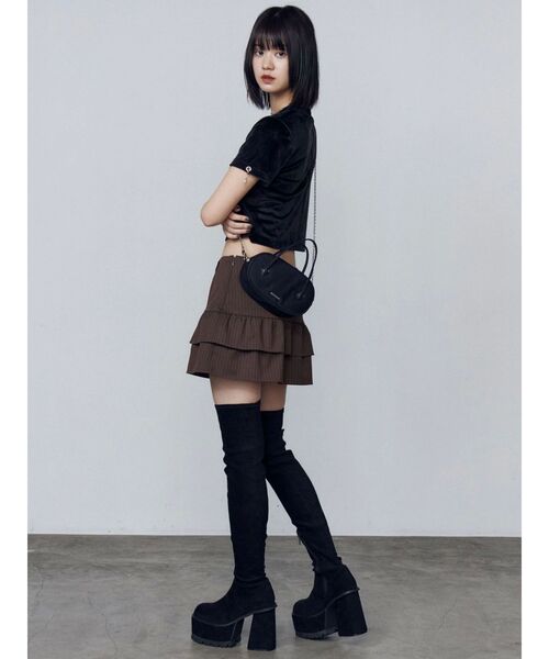 EMODA 黒 フリル ミニスカート 新品タグ付き EMODA スカート ティアードフリルミニスカート : ZOZOTOWN Yahoo