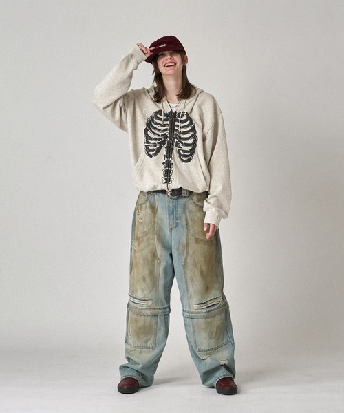 WISH FOR EVER レザーパーカー WISH FOR EVER 「WISH EVER」 ジップアップパーカー LARGE