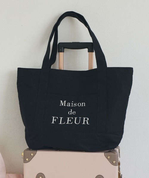 MARY QUANT Maison de FLEUR トートバッグ ブラック S MARY QUANT フリルスクエアトートMバッグ/Maison de FLEUR