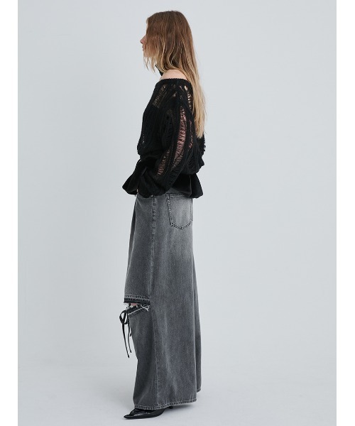 【大人気】SORIN デニム　36 黒 SORIN（ソリン） ジーンズ デニム デニムパンツ Ribbon Slit Jeans