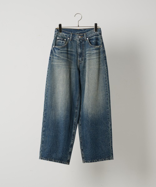 「FEKETE」 加工デニムパンツ LARGE ブルー レディース