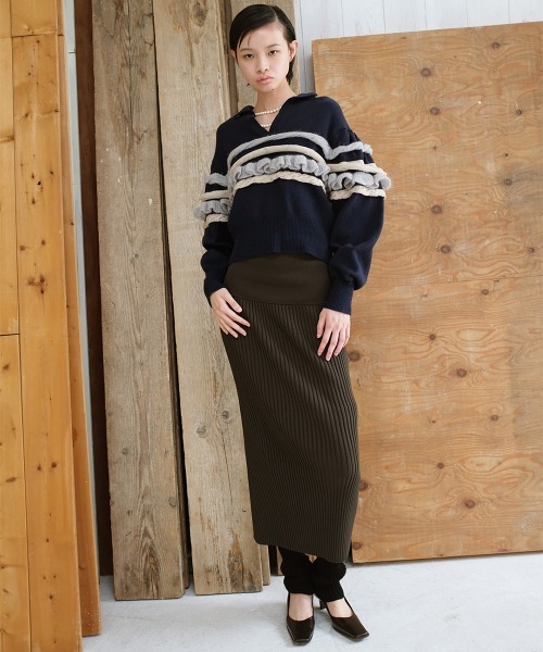 leinwande（ラインヴァンド） ニット セーター Textured Ruffle Sleeve