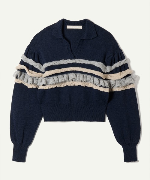 leinwande（ラインヴァンド） ニット セーター Textured Ruffle Sleeve