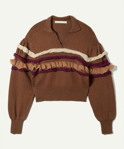 leinwande（ラインヴァンド） ニット セーター Textured Ruffle Sleeve