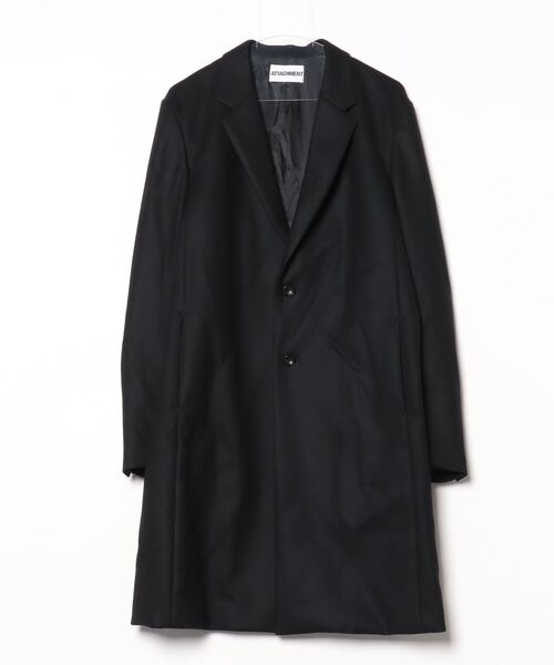 メンズチェスターコート　ブラック 発送在庫あり】【SKINNY】ウールブレンドニットチェスターコート