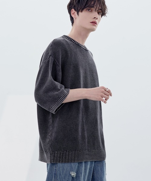 「ASTRONOMY」 半袖ニット S グレー メンズ_画像4