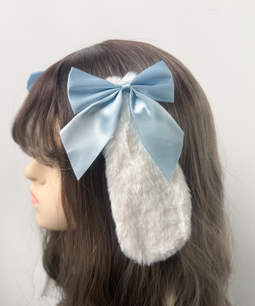 確認　たらりんヘアリボン ヘアゴム 華やかロングリボン　1018　うさぎ　ファー MAISON SELECT ヘアクリップ 9C41 たれ耳 うさぎ ファーリボン ヘア