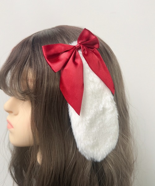 MAISON SELECT ヘアクリップ 9C41 たれ耳 うさぎ ファーリボン ヘア